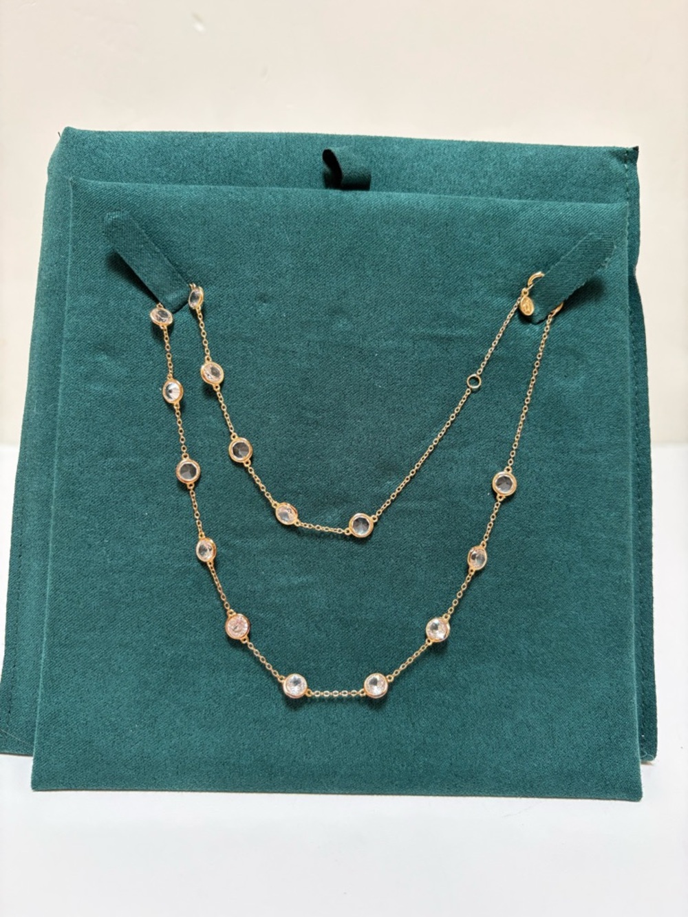 Dorsey CLEMENCE Gold Lab Grown White Sapphire Bezel Necklace Necklace